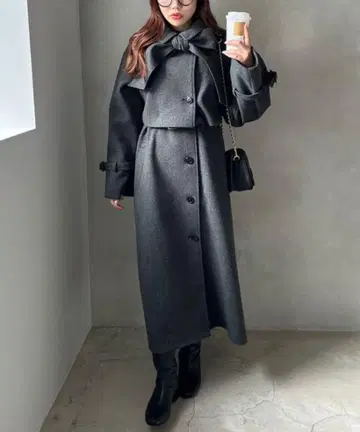 NICE CLAUP 멀티 웨이 리본 롱 코트