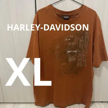 할리데이비슨 반팔 T셔츠 양면 프린트 오렌지 XL