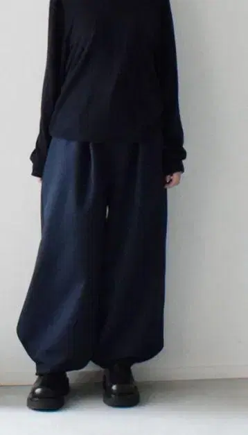 skep 변형 와이드 팬츠 (밑단 스냅) 네이비