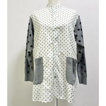 FRAPBOIS 플라보아 도트 니트 절개 셔츠 원피스