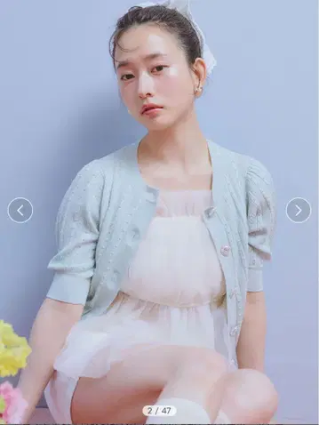 [ USAGI ONLINE 한정 ] 하트 비쥬 버튼 니트 가디건 MNT