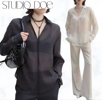 studio doe V넥 텐셀 시어 셔츠