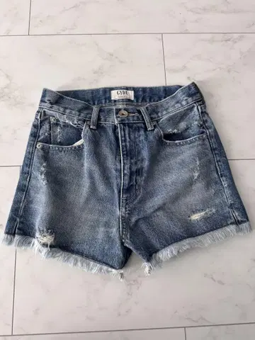 데님 블루 숏팬츠 데미지 가공