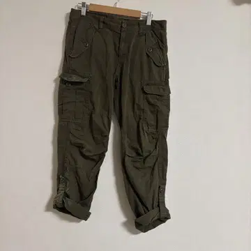 UNIQLO M 워크 카고 팬츠 올리브 카고 팬츠 복수 포켓