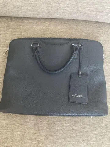 그린 라벨 릴랙싱 비즈니스 백 네임택 부착 천연 가죽 네이비
