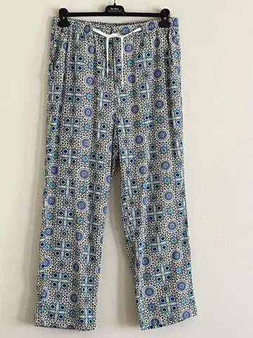 CIAOPANIC [ L ] 릴랙스 핏 블루 계열 기하학 패턴 팬츠