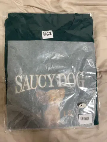 Saucy Dog 강아지 칼리지 T셔츠 XL 그린
