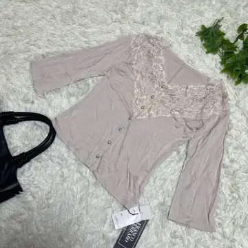 새 상품 프랑코 페라로 7부 소매 썸머 가디건 그레이지 꽃무늬 레이스 S