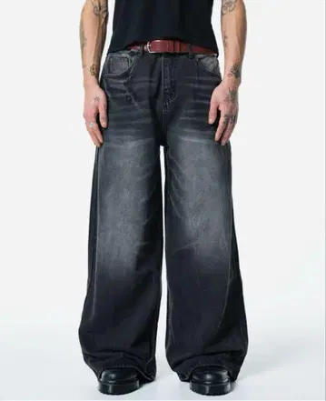 menes Black Matt Baggy Jeans