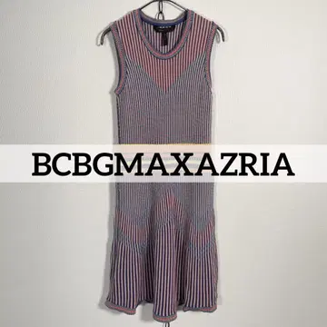 BCBGMAXAZRIA 멀티 스트라이프 슬리브리스 썸머 니트 원피스