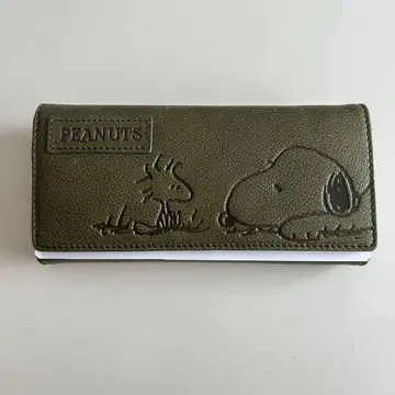 SNOOPY 덮개 장지갑 카키