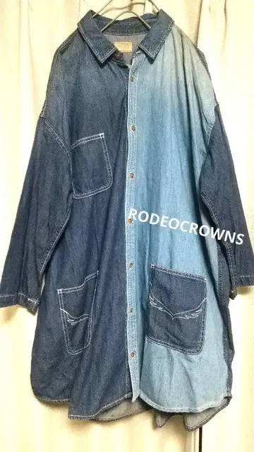 RODEO CROWNS 데님 롱 셔츠 원피스 겉옷 A라인 빅 사이즈