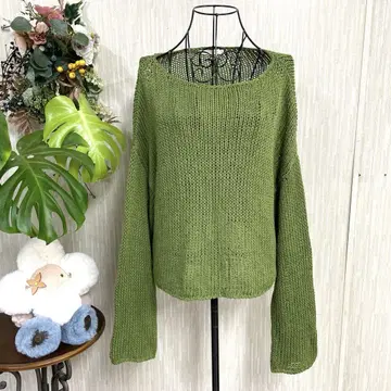 BROWNY STANDARD 올리브 그린 니트 스웨터 긴팔 F
