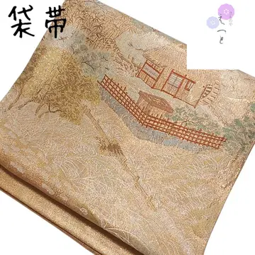 메 후쿠로 오비 풍경화 금 포멀