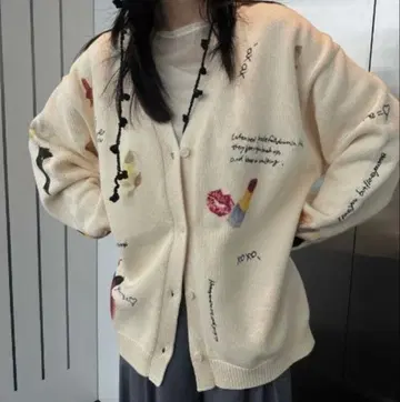 Ameri LITTLE FUNNY FACE KNIT CARDIGAN