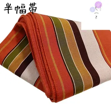35 엣또 반폭 오비 오렌지 세로 스트라이프