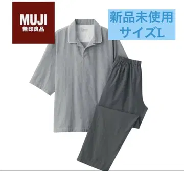 [새상품] MUJI 2중 거즈 스키퍼 반팔 파자마 신사 L 그레이
