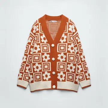 ZARA 자라 니트 가디건 꽃무늬