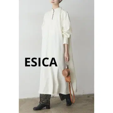 미사용 ESICA 에시카 롱 원피스 화이트 긴팔 lumire 뤼미에