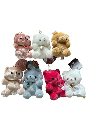 곰 봉제 인형 키링 7체 세트