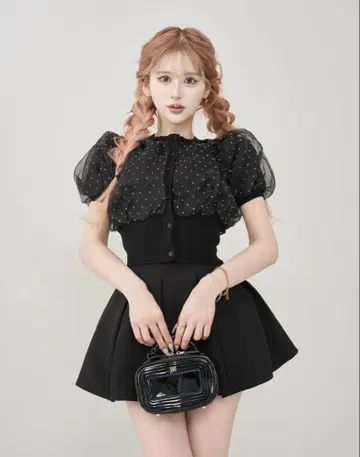 다리치 Darich 시어 도트 가디건 BLK