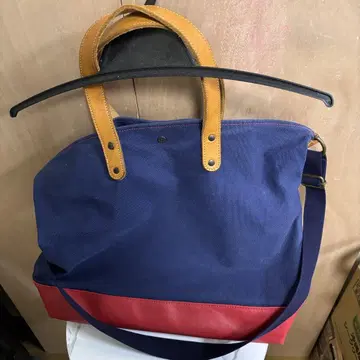 AIGLE 네이비/레드 토트백 캔버스