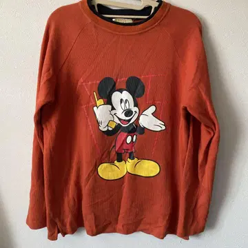 홍콩 DISNEY 미키마우스 프린트 오렌지 긴팔 맨투맨 트레이너