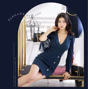 JEWELS 쥬얼스 롱 슬리브 와플 테일러드 드레스 완판템