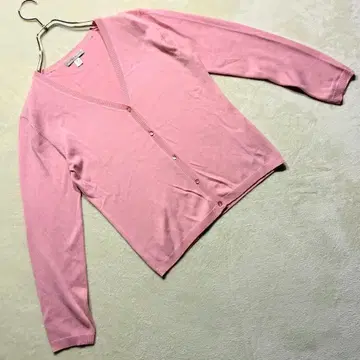 휴먼 우먼 가디건 V넥 코튼 혼방 핑크 상의 L