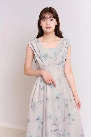 herlipto Amboise Gathered Flare Dress M