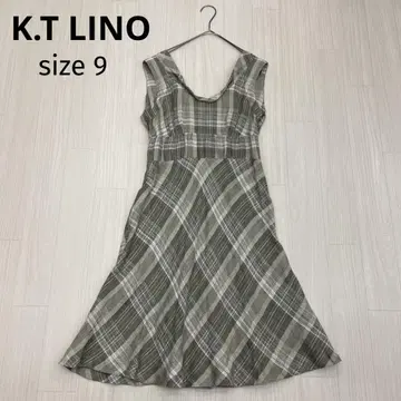 K.T LINO 린넨 100% 슬리브리스 체크 원피스 9