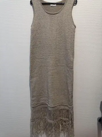 프린지 슬리브리스 롱 원피스