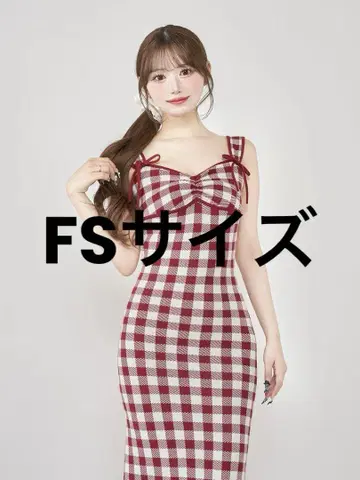 Darich 깅엄 자카드 니트 롱 원피스 Red