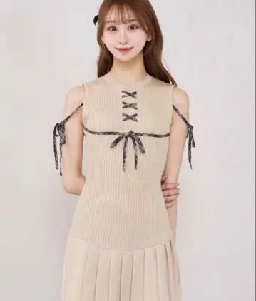 Darich 도킹 레이스업 미니 원피스 베이지