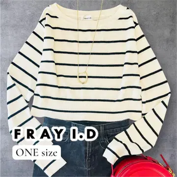 FRAY I.D 썸머 니트 보더 무늬 크롭 기장 M 상당