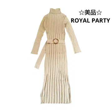 새상품급 ROYAL PARTY 벨트 하이넥 타이트 원피스 24SS