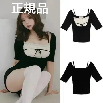 정품 andmary Mew 프릴 tops black 상의