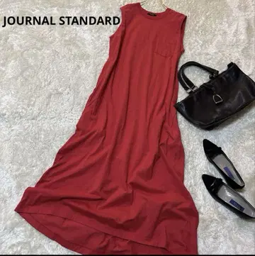 JOURNAL STANDARD 코튼 롱 맥시 기장 A라인 원피스 빨간색