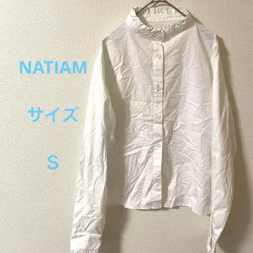 NATIAM 화이트 긴팔 셔츠 스탠드 칼라