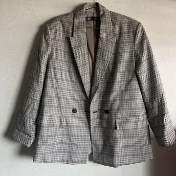 ZARA 체크 무늬 테일러드 자켓