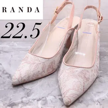 [새상품급] RANDA 란다 펌프스 핑크 꽃무늬 레이스 슬링백 22.5
