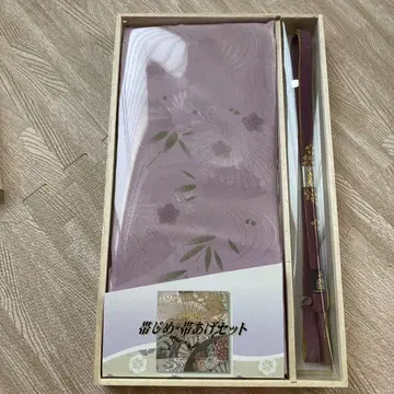 연보라 꽃무늬 오비지메 세트