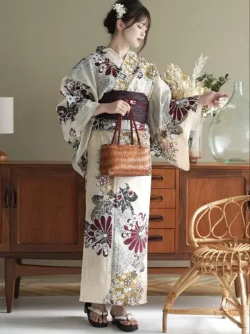 꽃무늬 유카타 미사용품