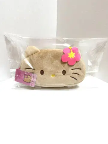 새상품 햇볕에 탄 키티 봉제 인형 페이스 펜 파우치 산리오 하이비스커스
