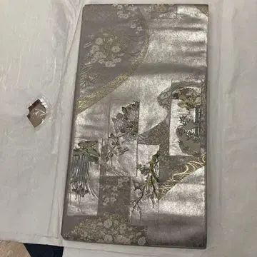 연보라색 후쿠로 오비 꽃무늬 금실 자수