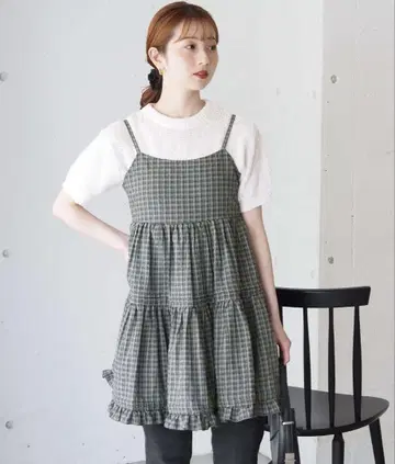 tiptop 체크/코튼 프릴 캐미 미니 원피스