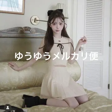 다리치 허리 오픈 스트링 니트 미니 원피스 Darich
