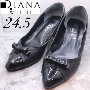 DIANA WELLFIT 펌프스 다이애나 블랙 리본 포인티드 24.5