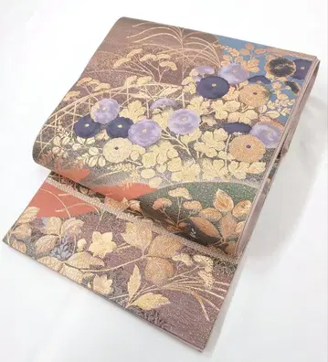 FN11956a 기모노 순수 실크 후쿠로 오비 육통 패턴