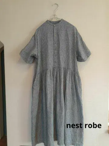 nest Robe 깅엄 체크 반팔 롱 원피스